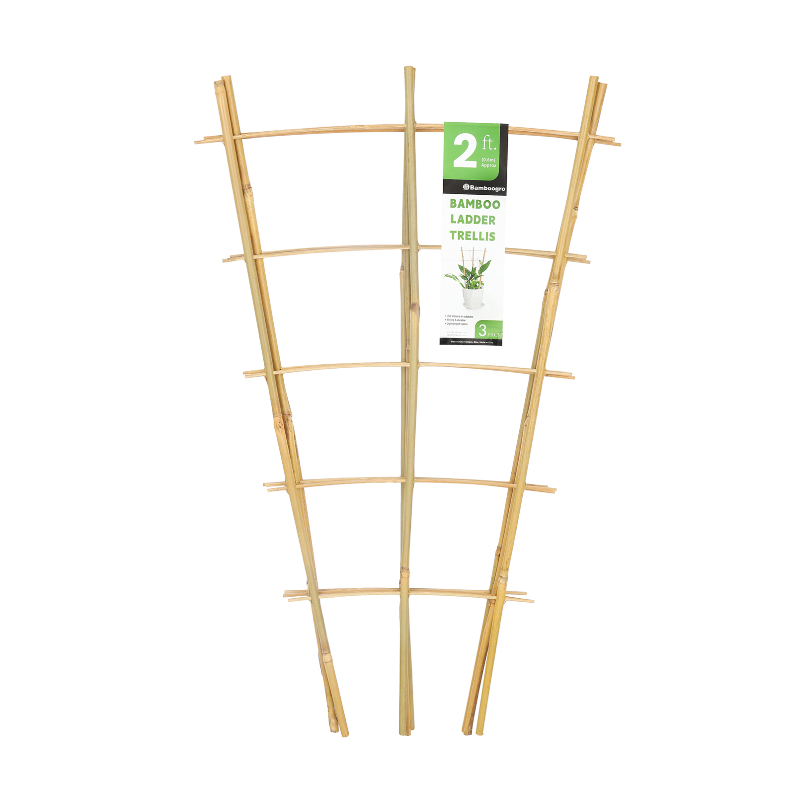 24 Inch Bamboo Garden Trellis , 3 Pack Plant Trellis 2FT For Climbing Plants, Vines, Vegetables, Flowers, Potted Plants, Natural Bamboo Indoor Outdoor Support Self-pickup Only photo 1