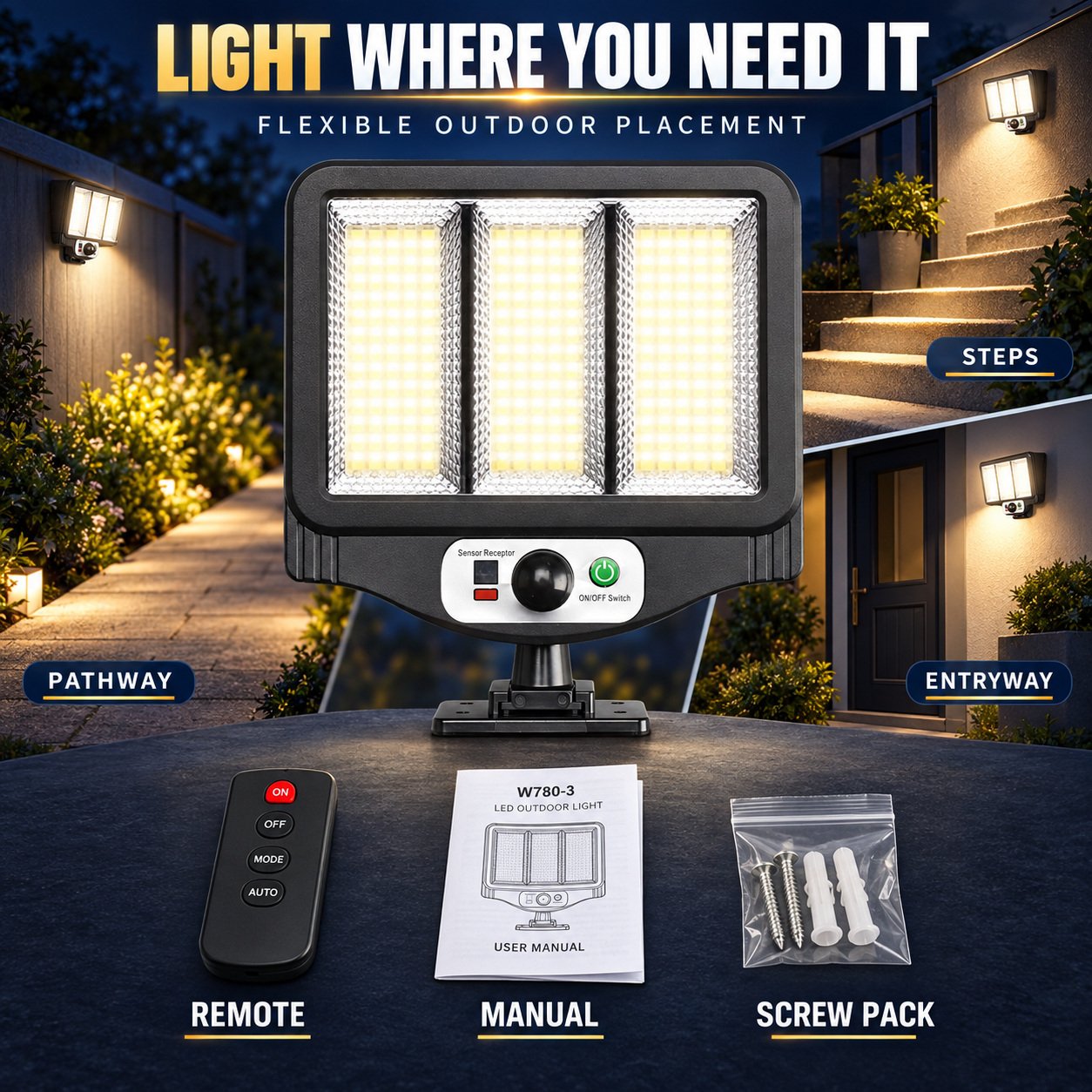 Solar Powered Rechargeable Motion Sensor LED Work Light 1500mAh For Auto W780 3 2 Hour photo 7