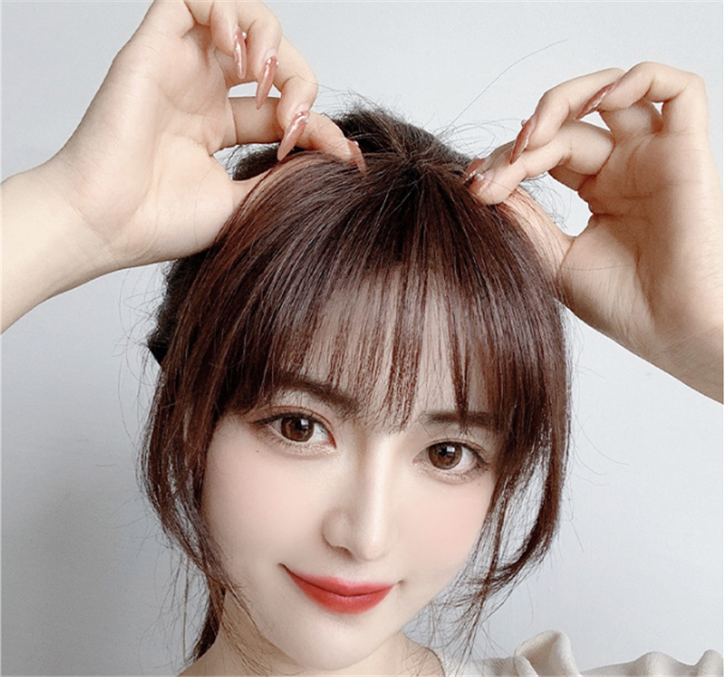 Real Hair Wig Mechanism 3D Air Bangs Wig photo 3