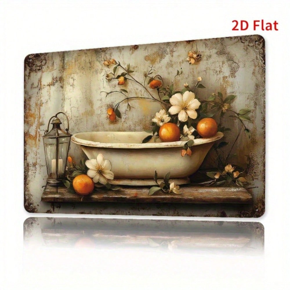 Vintage Orange Wall Sign 12x8, Metal Wall Art Modern Minimalist 2D Flat Decor photo 3
