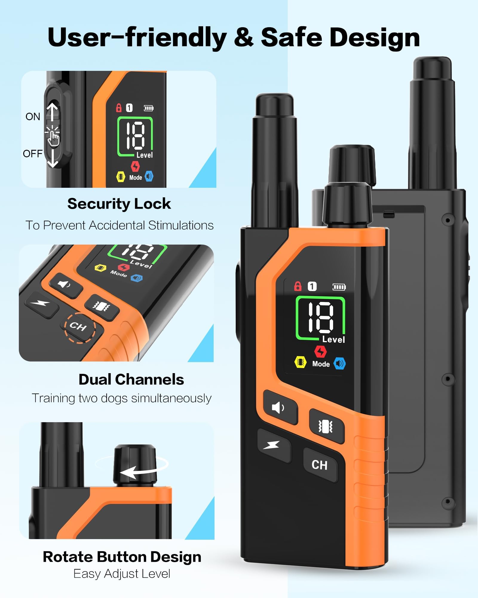 Dog Shock Collar, Dog Training Collar With Remote For 10-120lbs Dogs 4 Training Modes, Beep, Vibration, Shock, No-Shock, IP67 Waterproof ECollar For Small Medium Large Dogs, Electric Dog Collar photo 3