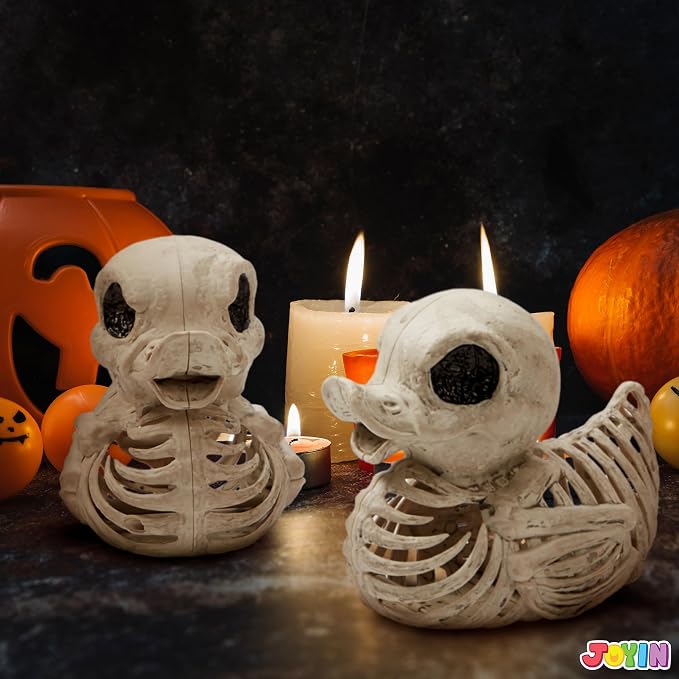 2-Piece 4.5-Inch Duck Skeleton Halloween Decorations Plastic Bone Props For Graveyard, Yard And Party Decor photo 1