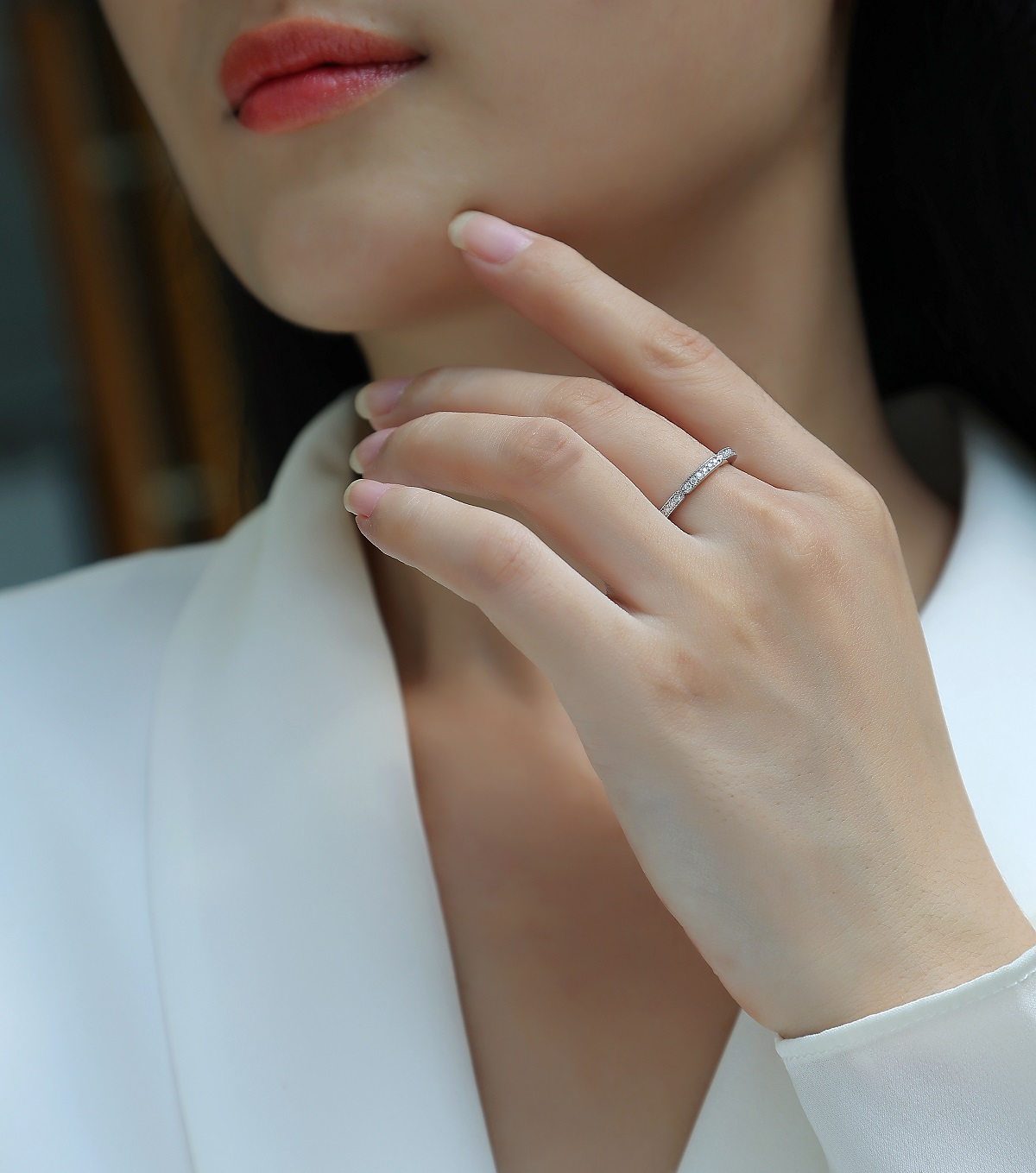 S925 Silver 3.4g Platinum Plated Moissanite Ring, 2.0mm 30pcs D VVS1 Micro Pave Band, GRA Certified US 5-9 photo 7