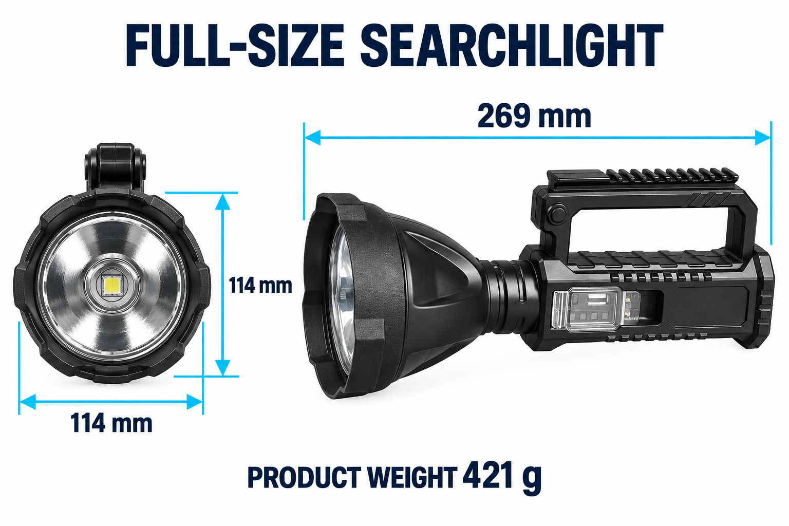 Rechargeable Battery Display Power Bank Function LED Work Light 19W 4500mAh For W5119 1200LM Flashlight photo 6