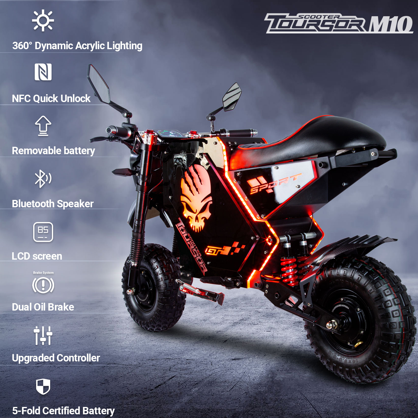 M10 Fashion New Design LED Lights Electric Motorcycle With 14 Inches Wheels photo 3