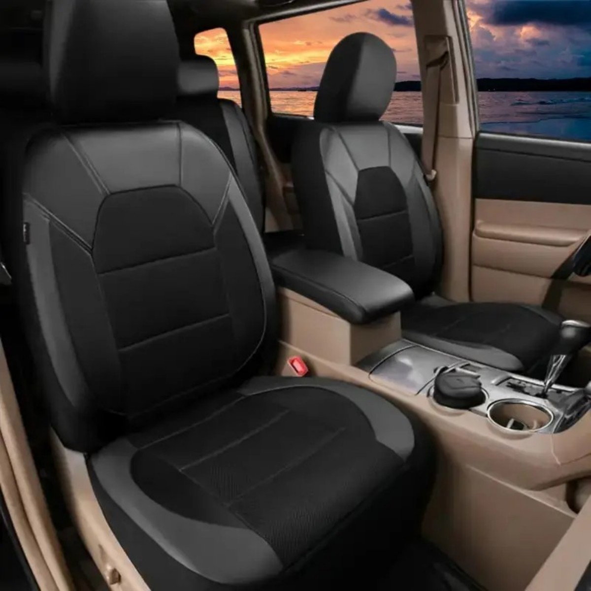 5-Seat Car Seat Cover, Single-Stitch Diamond Pattern, Quilted And Embroidered, Synthetic Leather, PVC Leather, Exported To Europe And America photo 5