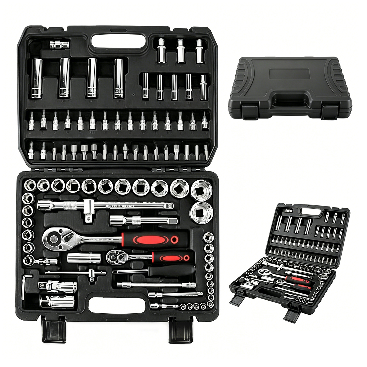 94 Piece  Drive Socket Set Screwdriver Ratchet Bits Wrench Tool Kit photo 1