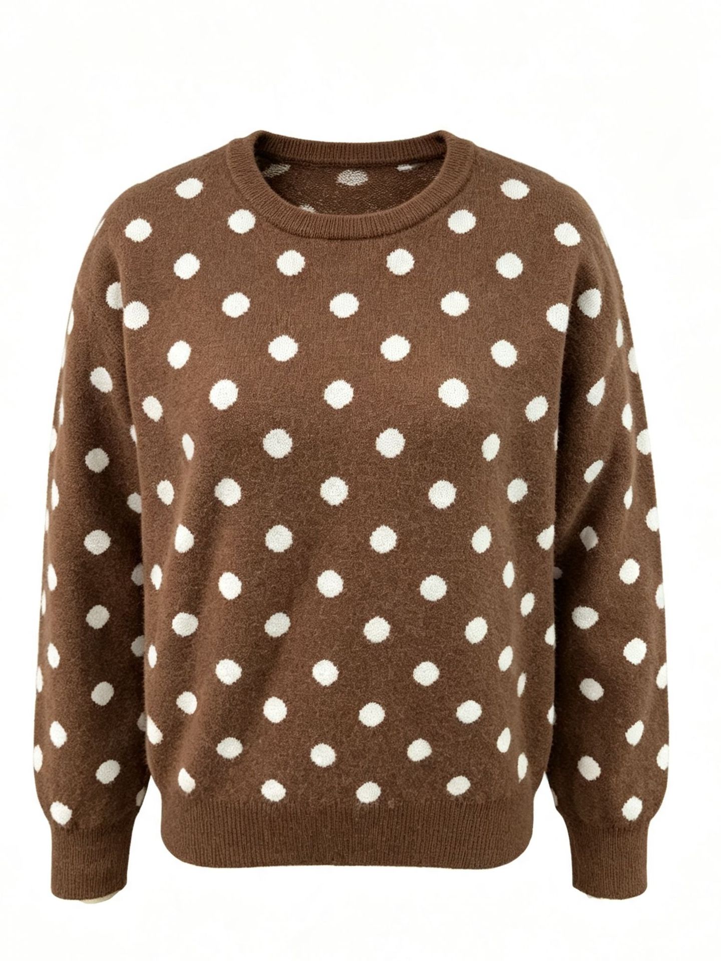 2026 European And American Cross-border Exports, New Autumn And Winter Women's Clothing Wholesale, Vintage Artistic Polka Dot Knitted Loose Sweater photo 5