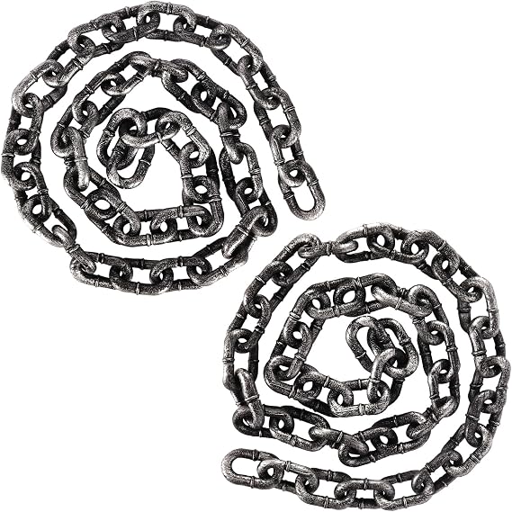 2-Piece 6FT Halloween Plastic Chains Fake Chain Links For Haunted House, Costume And Scary Party Decor photo 1