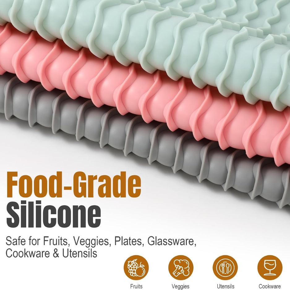 2 Pack Silicone Dish Drying Mat For Kitchen Counter Multiple Usage For Baking Cooking Placemats ShowerOrganizer Office Apartment Coffee Accessories Woman photo 5