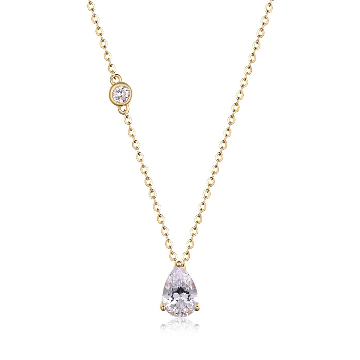 S925 Silver Gold Plated Pear Moissanite Necklace, 6x8mm 1.25CT D VVS1 Stone, GRA Certified 45cm Chain photo 1