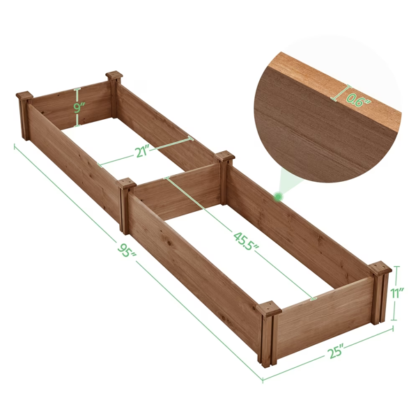 Divisible Planter Box For Home Vegetable Flower, 95inch L X 25inch W X 11inch H, Dark Brown photo 3