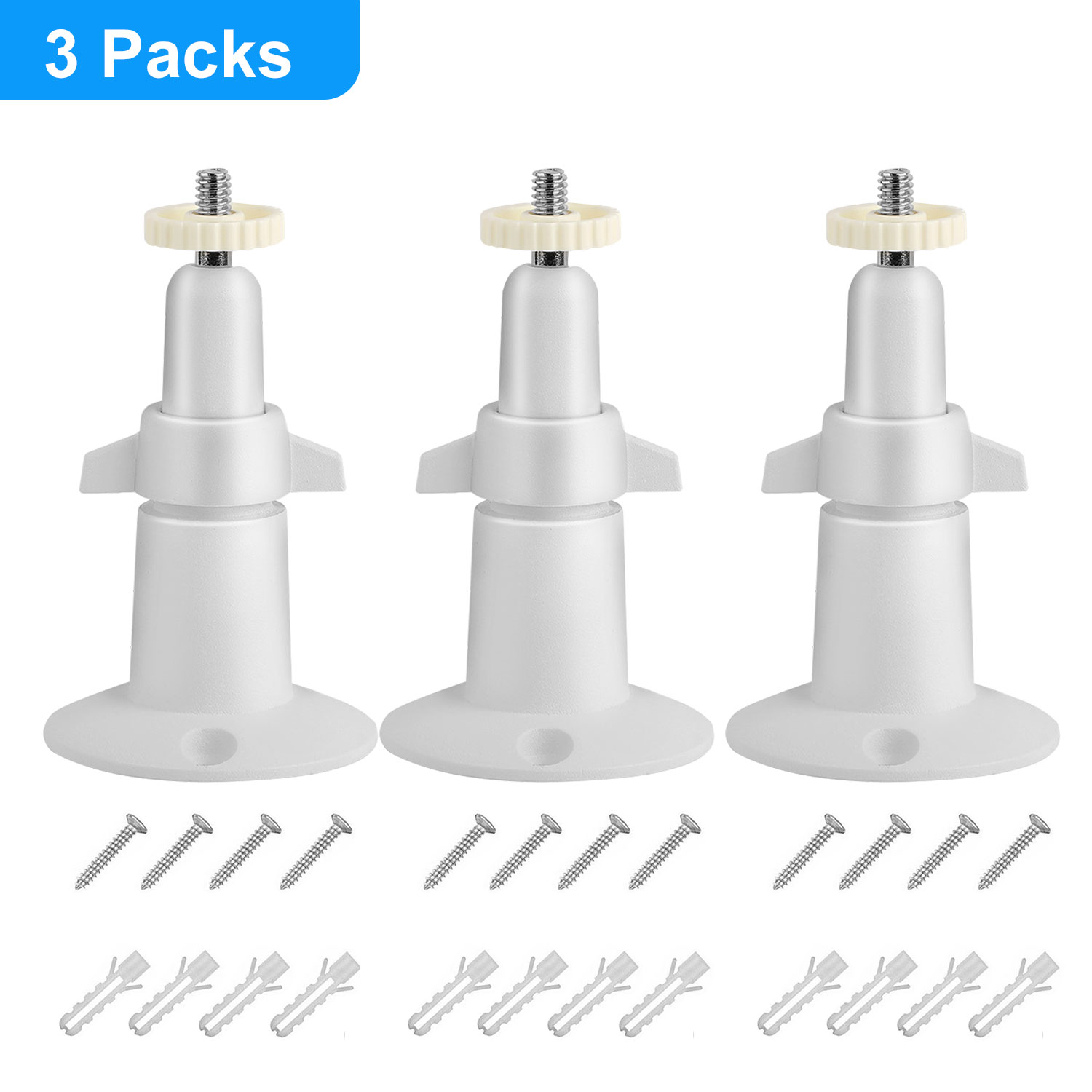 3 Packs  Per Set Security Camera Wall Mount For Arlo 360 Degree Adjustable Camera Holder Garden Patio Screw Mount Universal Fit For  Imperial Standard Screw Interface No Camera photo 1