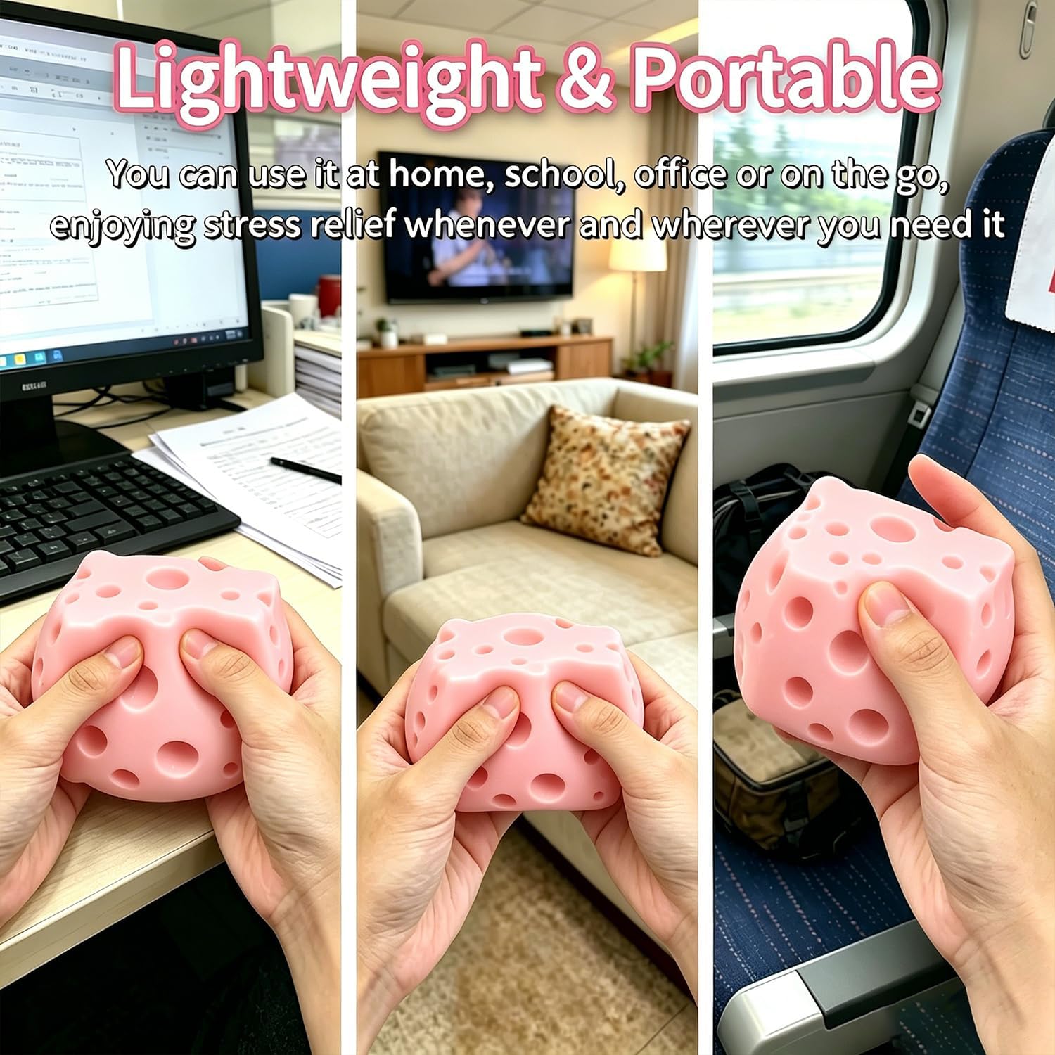 Cheese  Toy For Stress & Anxiety Relief  Soft Skin-Feel Cheese Block Squeeze Toy, Great Fidget Companion For Adults,  Food Design photo 6