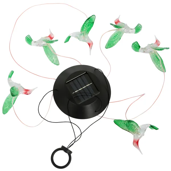 LED Solar Hummingbird Wind Chime Solar String Lights 6 LEDs Color photo 2