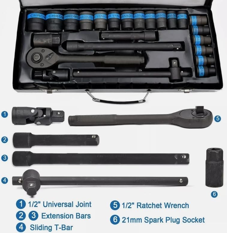 Heavy Duty   Ratchet Wrench 8-32mm Metric Socket Set Metal Case Socket Set photo 3