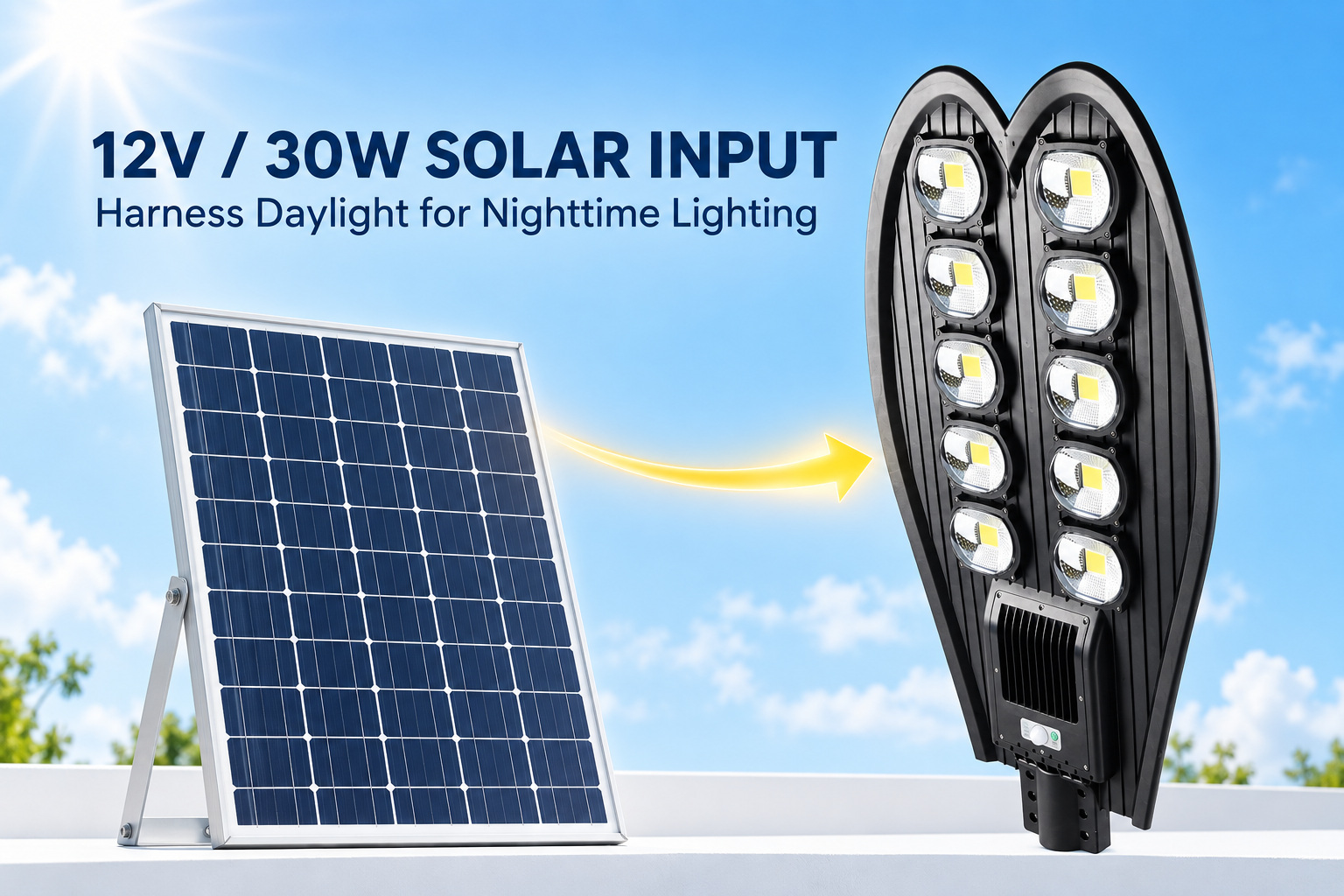 Solar Powered Motion Sensor Waterproof COB LED Work Light For Auto Repair W765B Street 30W photo 2