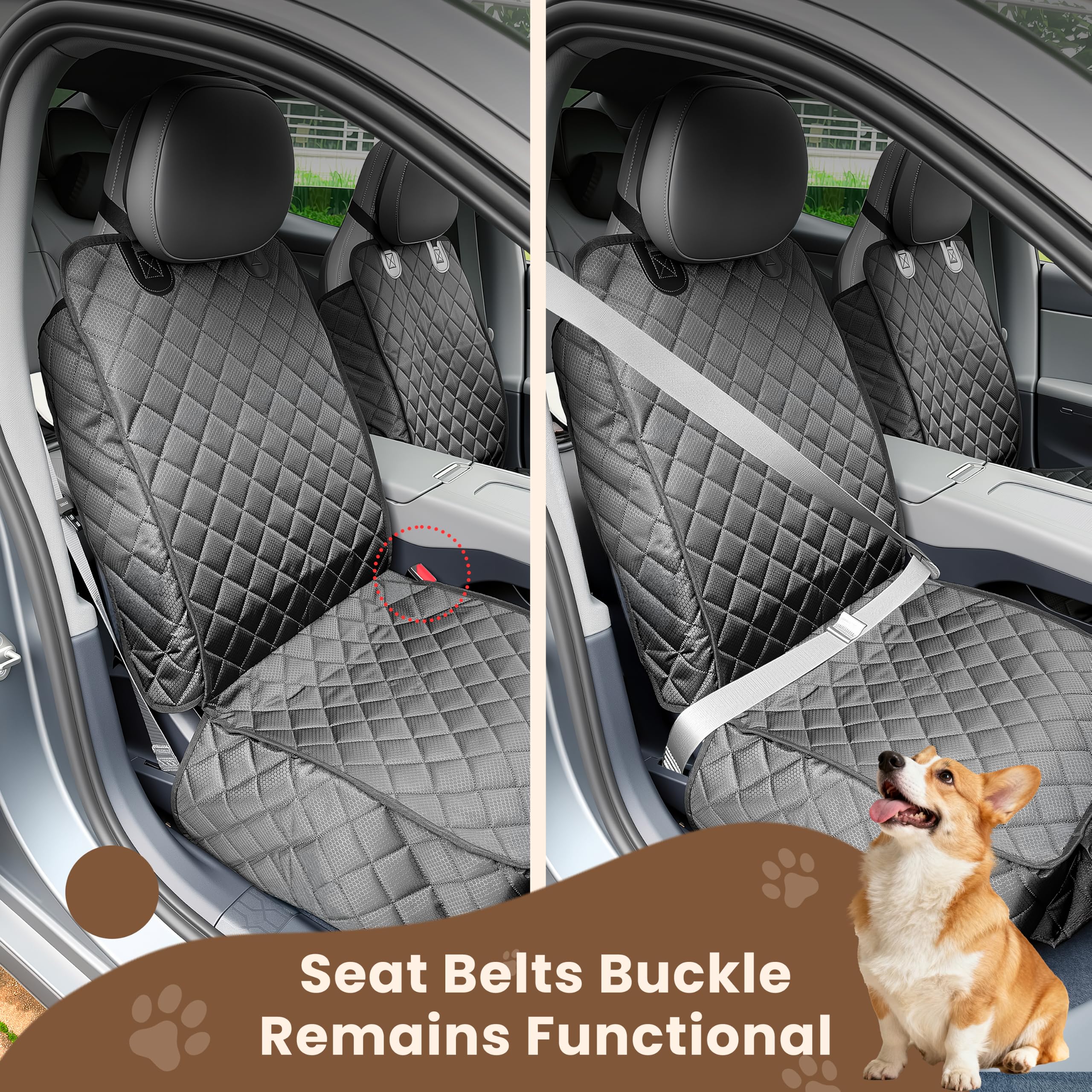 2 Pack Dog Car Seat Cover For Front Seat, Waterproof Car Seat Protector 900D Tear-resistant Front Seat Cover For Dogs, Full Side Flaps, Non-slip, Universal Fit For Cars Trucks SUVs, Easy To Clean photo 8