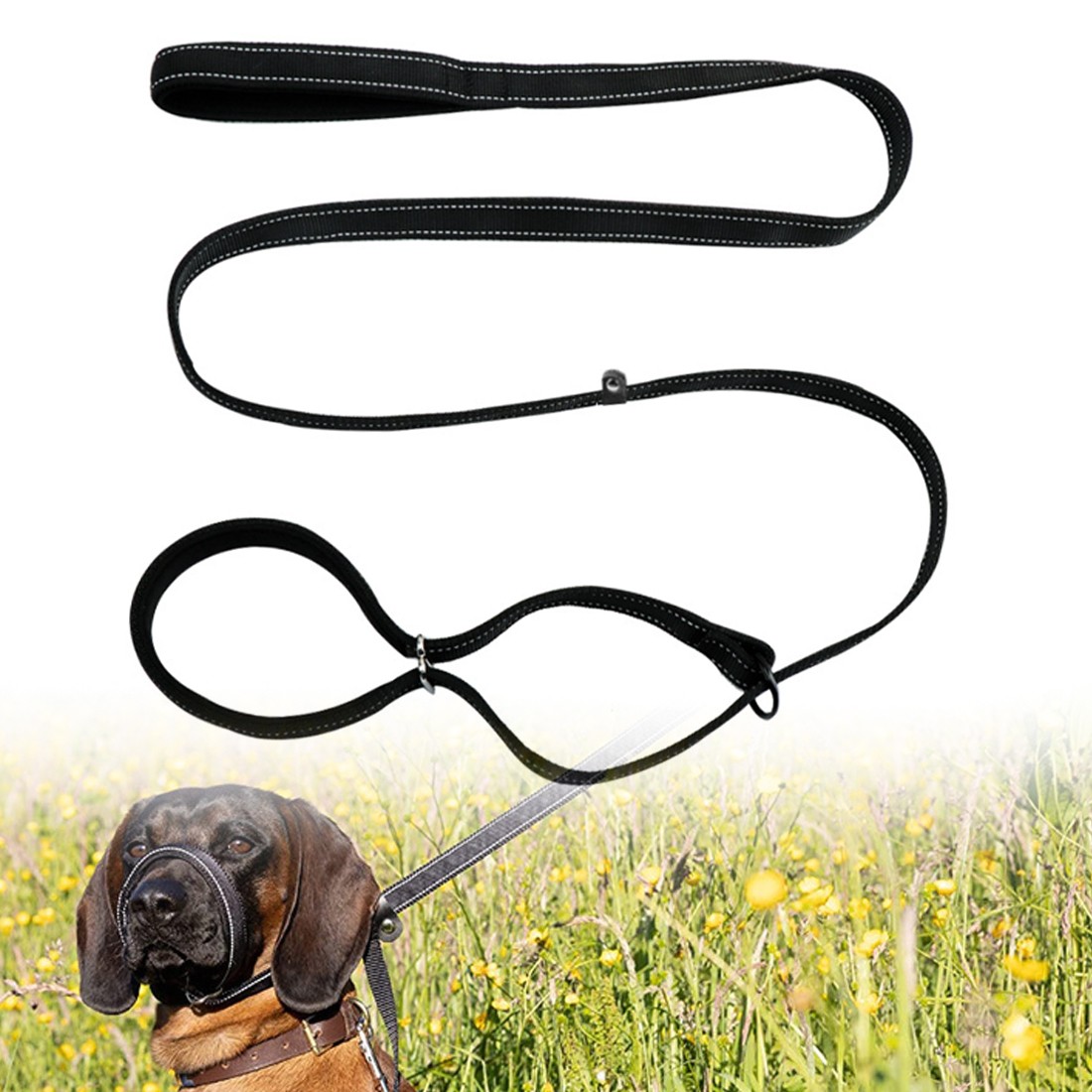 Integrated Anti-Bite Muzzle & Leash For Dogs & Dog Lead And Waste Bag Dispenser photo 5