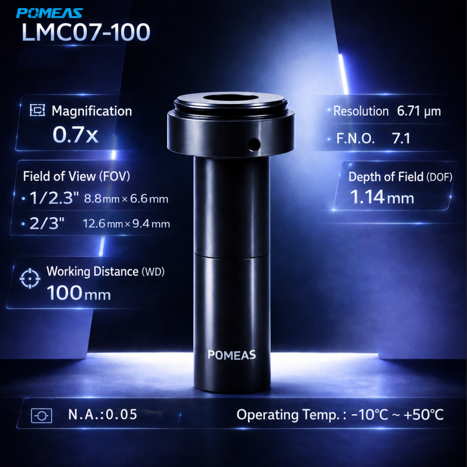 0.7X 1 00mm C-mount Industrial Telecentric Lens Machine Vision Measurement Model PMS-LMC07-100 photo 1