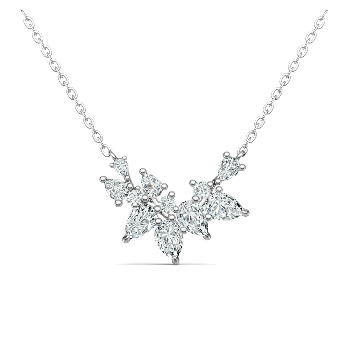S925 Silver 3.4g Cluster Moissanite Necklace, D VVS1 Multi-shape Pendant, 40&5cm, GRA Certified photo 3