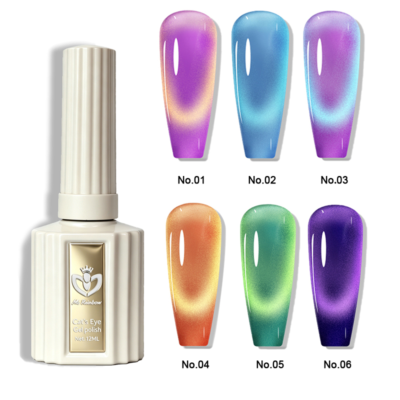 MS RAINBOW AURORA CAT EYE GEL 01 12ML Lake Blue Shimmer Crystal Cat Eye UV Nail Gel Easy Magnetic Attraction DIY Manicure For Students Daily Nails photo 6