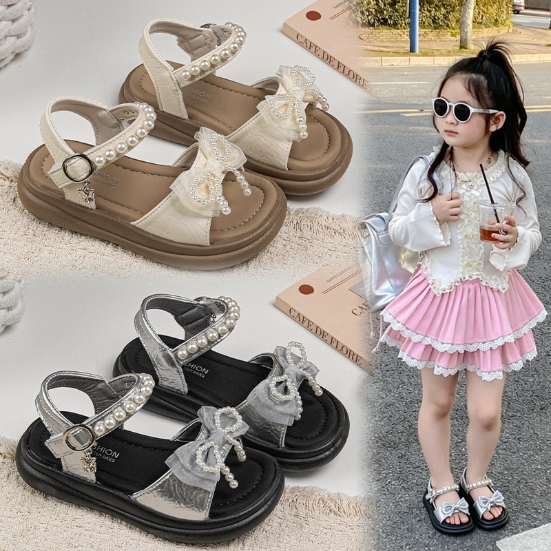 2026 Summer New Kids Sandals, Girls Fashion Versatile Princess Shoes, Stylish Soft Sole Beach Flat Shoes For Girls photo 1