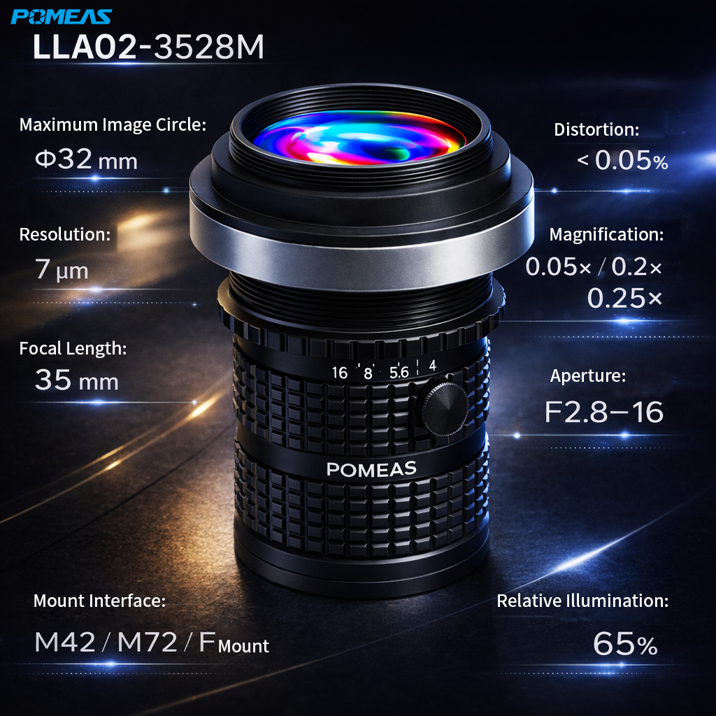 35mm 32mm Image Circle 7um Line Scan Lens F-Mount Low Distortion AOI Machine Vision Lens For Inspection Equipment photo 3