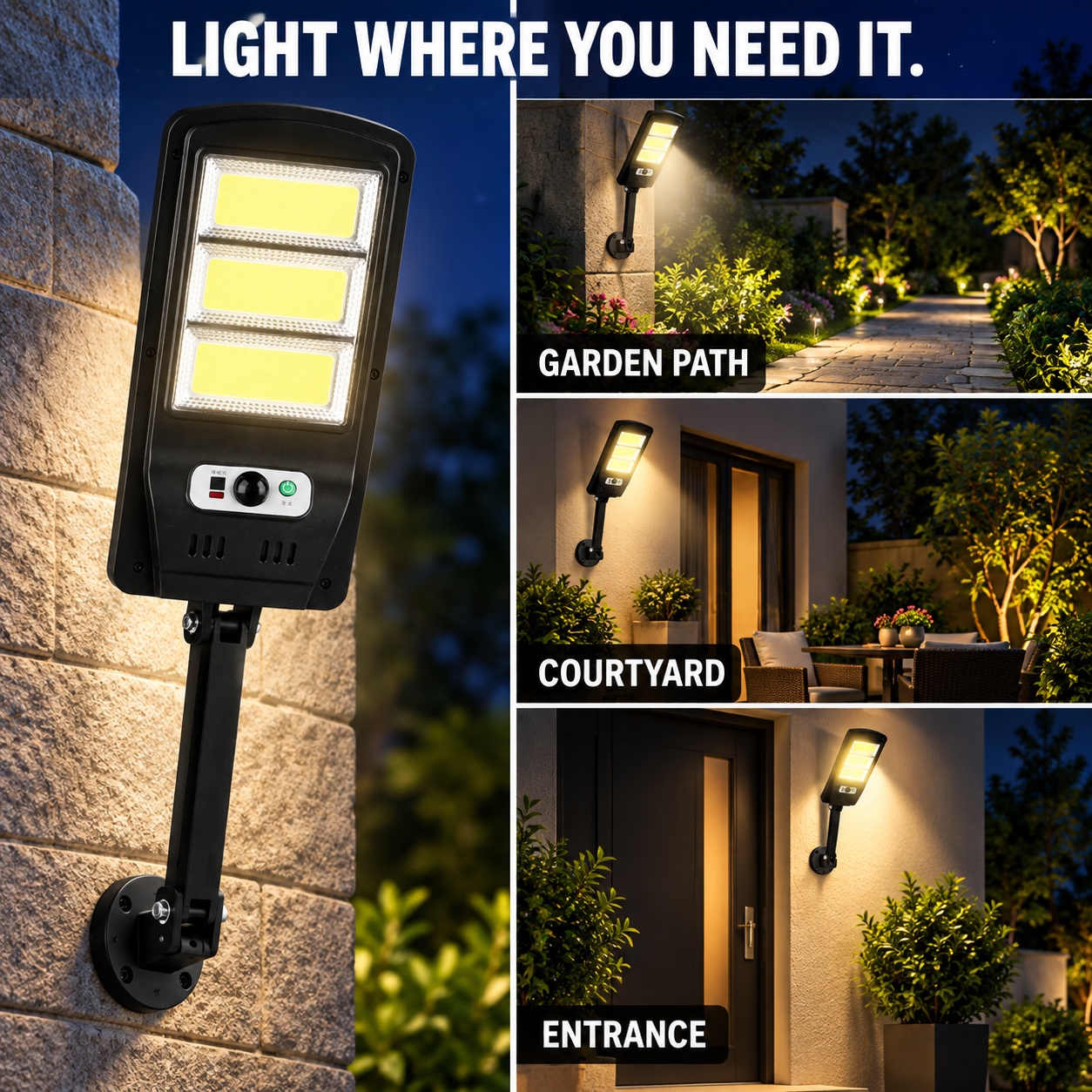 Solar Powered Rechargeable Motion Sensor Waterproof LED Work Light 20W 1500mAh For W756 3 Street photo 4