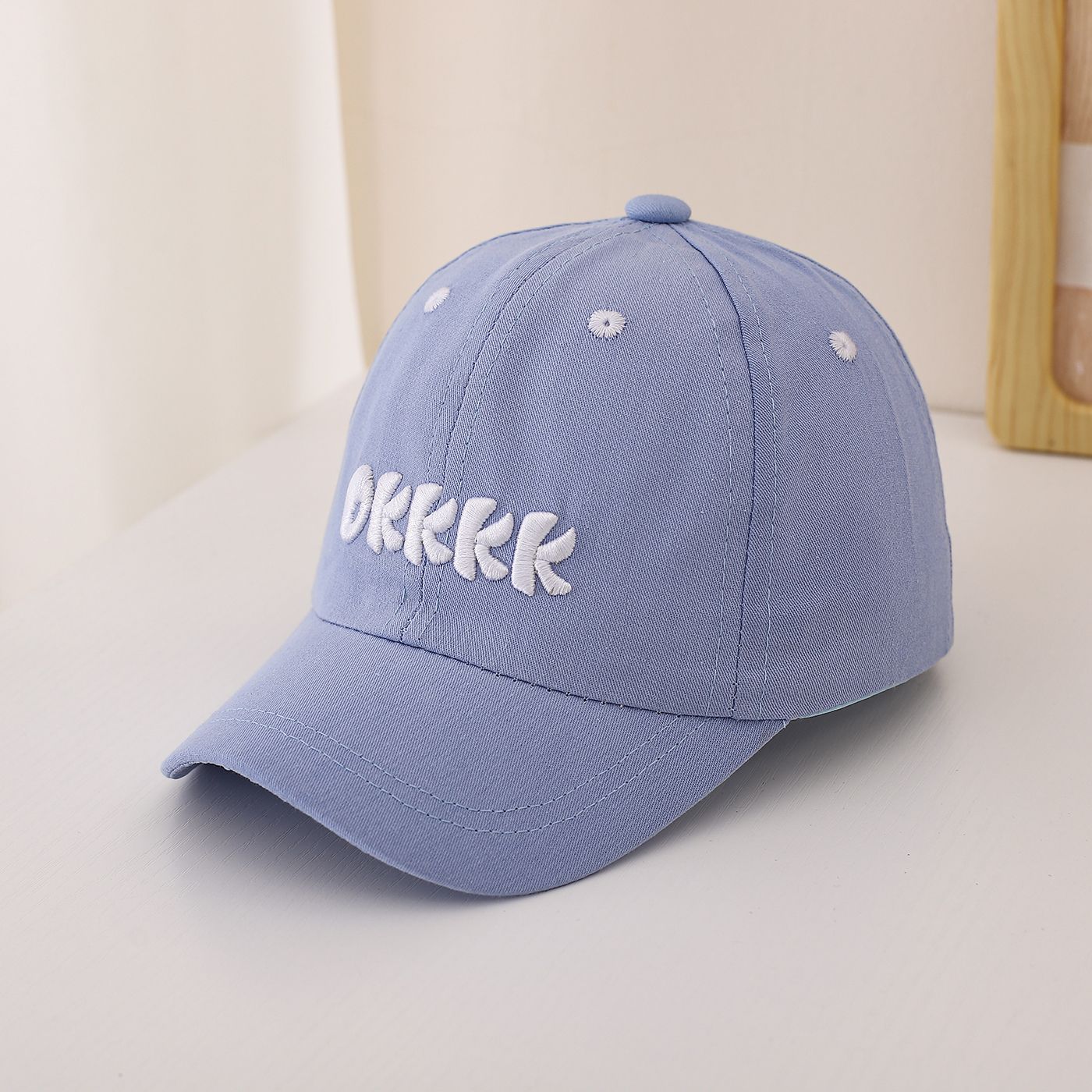 Children's Single-color Three-dimensional Letter Embroidered Adjustable Simple And Fashionable Baseball Cap Suitable For Outdoor Sports And Travel photo 3