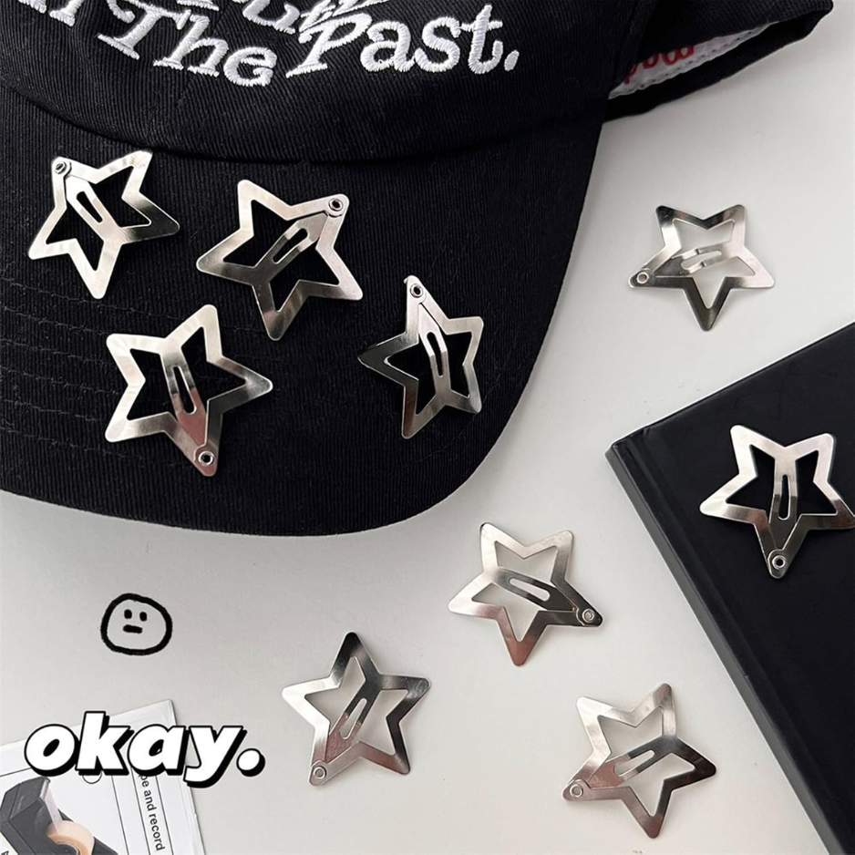 15PCS Star Hair Clips, Y2K 2000s Snap Hair Barrettes, Non-Slip Silver Metal Star Hair Accessories For Girls & Women photo 5