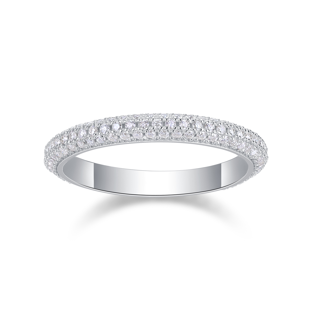 S925 Silver 2.0g Platinum Plated Moissanite Eternity Ring, 3.0mm 153pcs D VVS1 Pave Band, GRA Certified US 5-9 photo 1