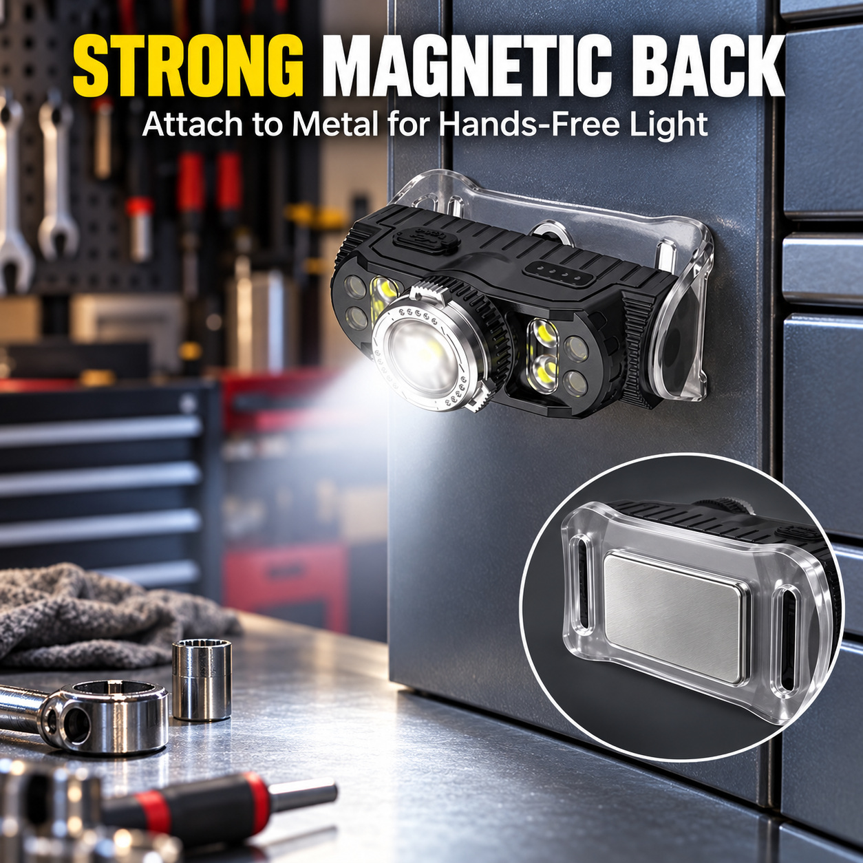 Rechargeable Motion Sensor Magnetic Zoomable LED Work Light 10W Type C W660 1 Headlamp 2000mAh photo 4