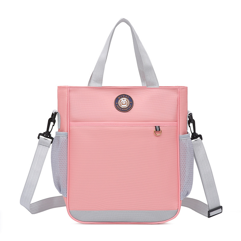 Primary School Printing And Tutoring Bag, Oxford Cloth Tote Bag, Children's One Shoulder Hand Printed Logo Tutoring Art File Bag - Light Pink photo 1