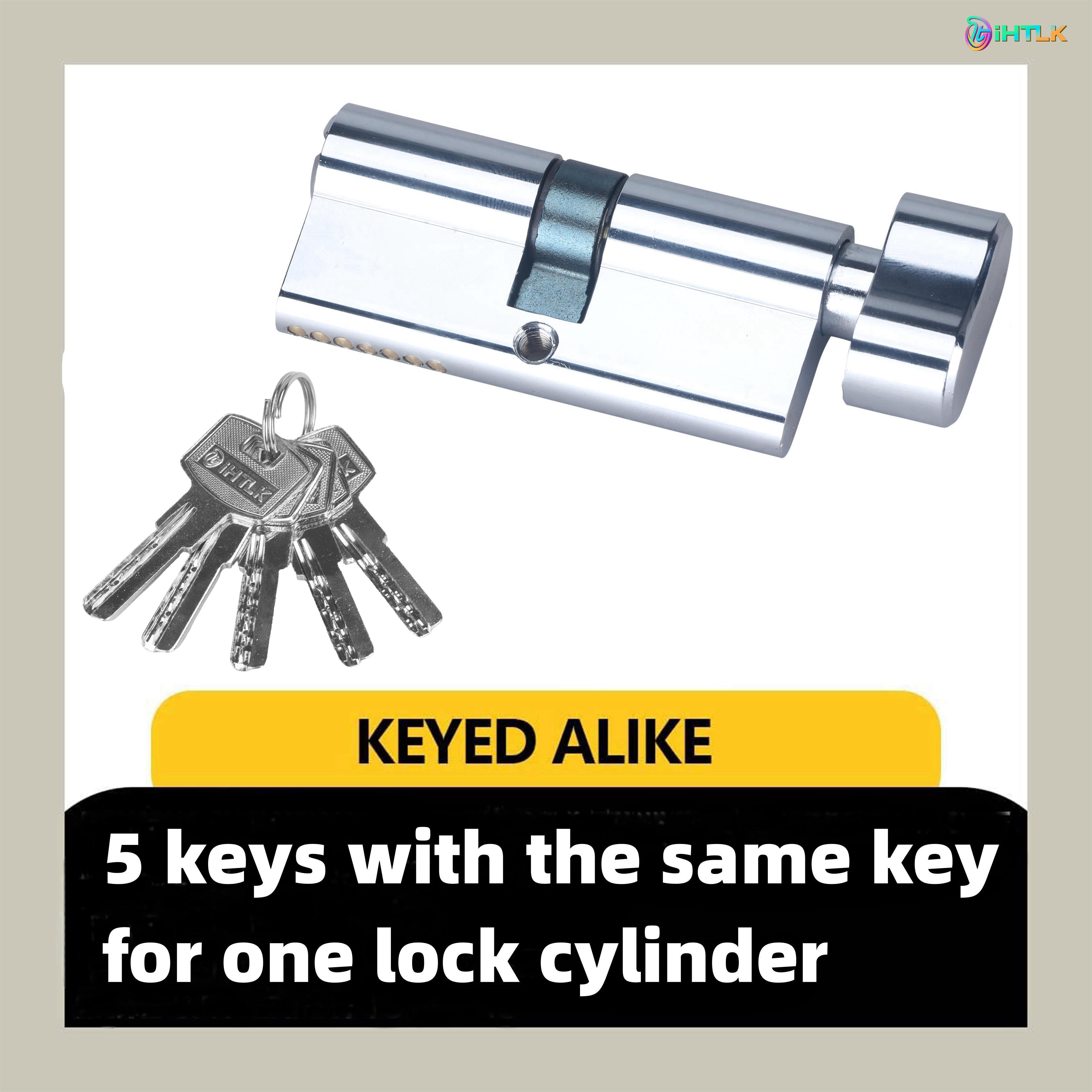 1 Piece Of European Standard Size, 70mm Length Knob Lock Cylinder, Lock Cylinder With 5 Keys, Suitable For Anti-Theft Doors, Office Doors, Stainless Steel Doors, Indoor Doors photo 1