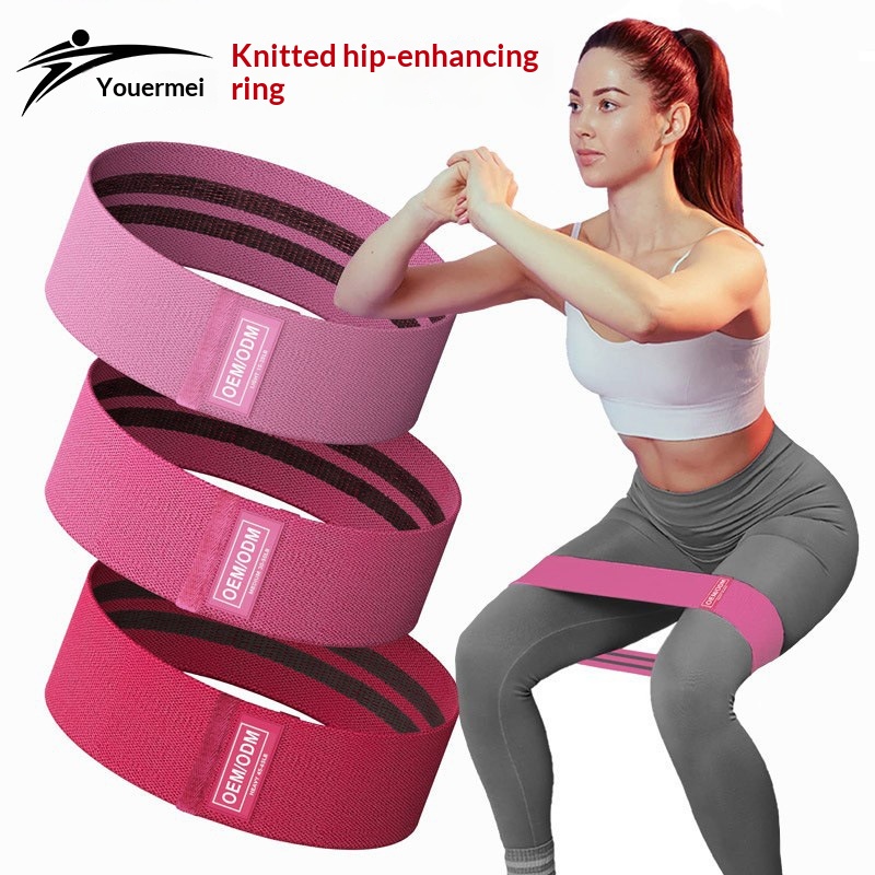 Cross-Border Knitted Hip Circle Fitness Yoga Butt Lift Circle Strength Training Squat Stretching Hip Training Tool Resistance Band photo 1