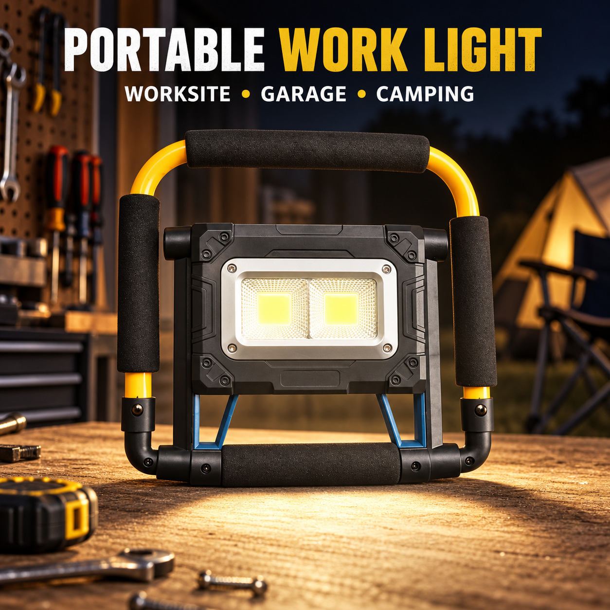 Solar Powered Rechargeable Magnetic Battery Display LED Flood Light W874 2 COB 3600mAh 30W Portable photo 5
