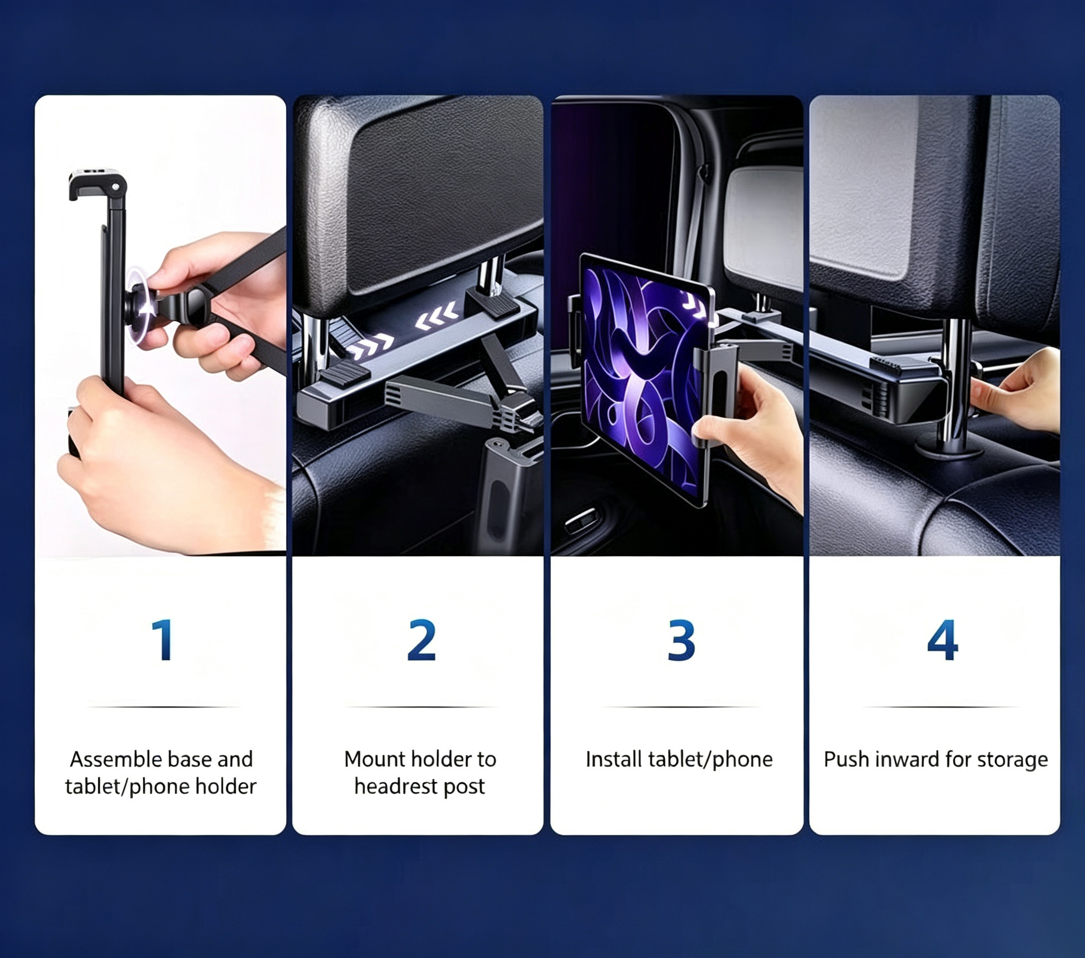 Car Headrest Tablet Holder Back Seat Car Tablet Mount Telescopic Adjustable Car Seat Headrest Phone Stand For 4.7 2.9 Inch Tablet Phone  For Car Backseat Entertainment photo 2