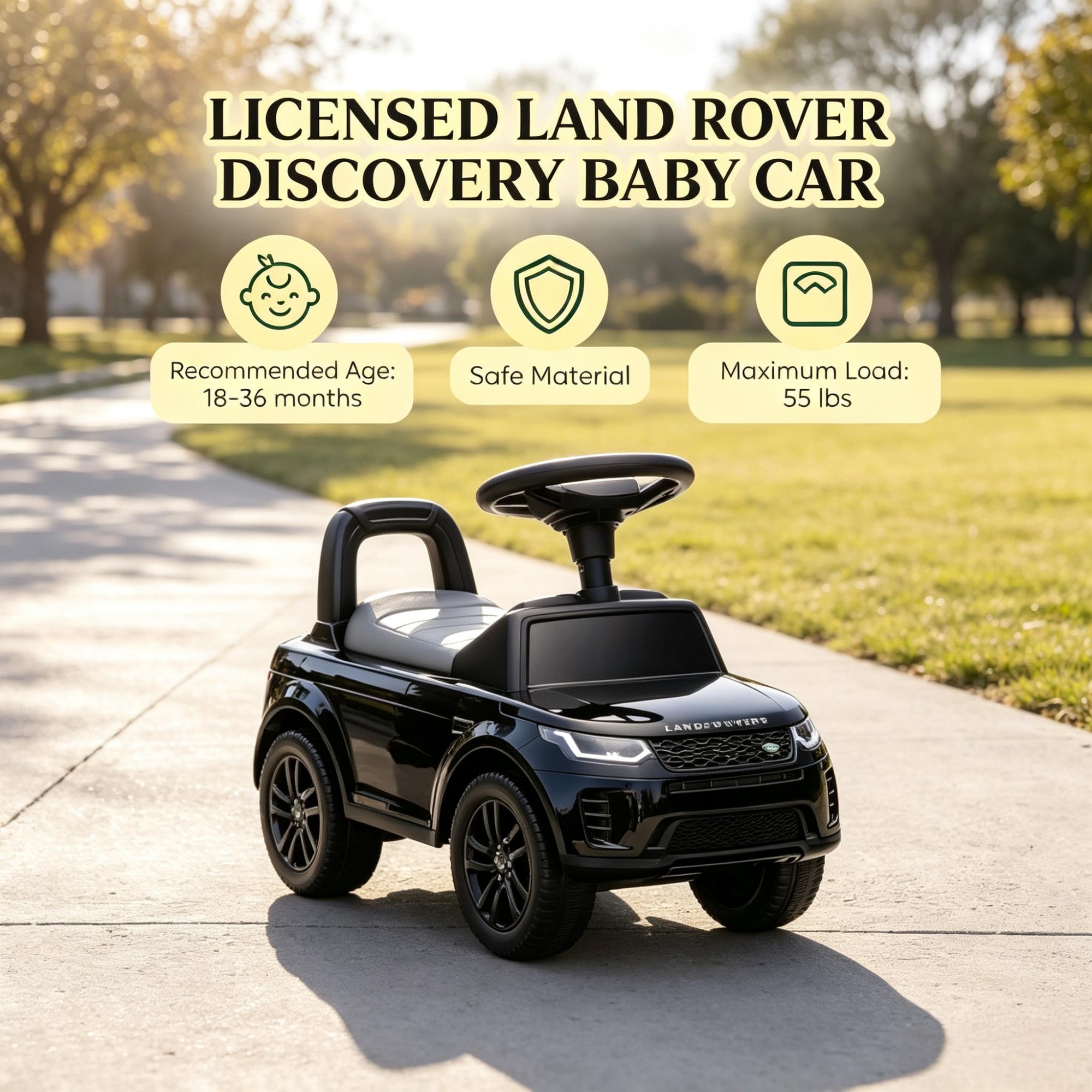 Black Baby Stroller, Suitable For Children Aged 18-36 Months - Under Seat Storage Riding Toys photo 4