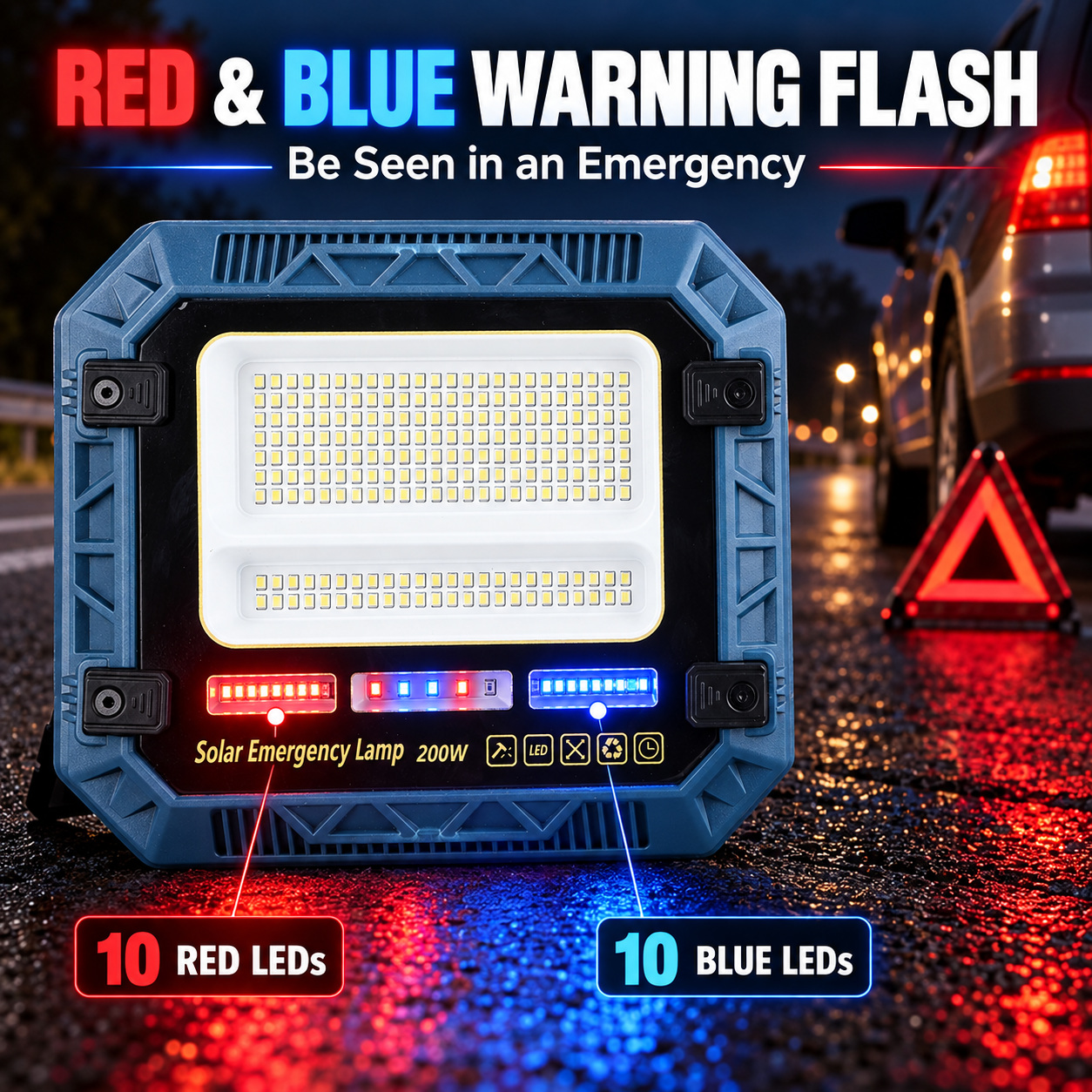 Solar Powered Rechargeable Battery Display 18650 W8114 2 SMD 2835 LED Flood Light 5400mAh 216 photo 3