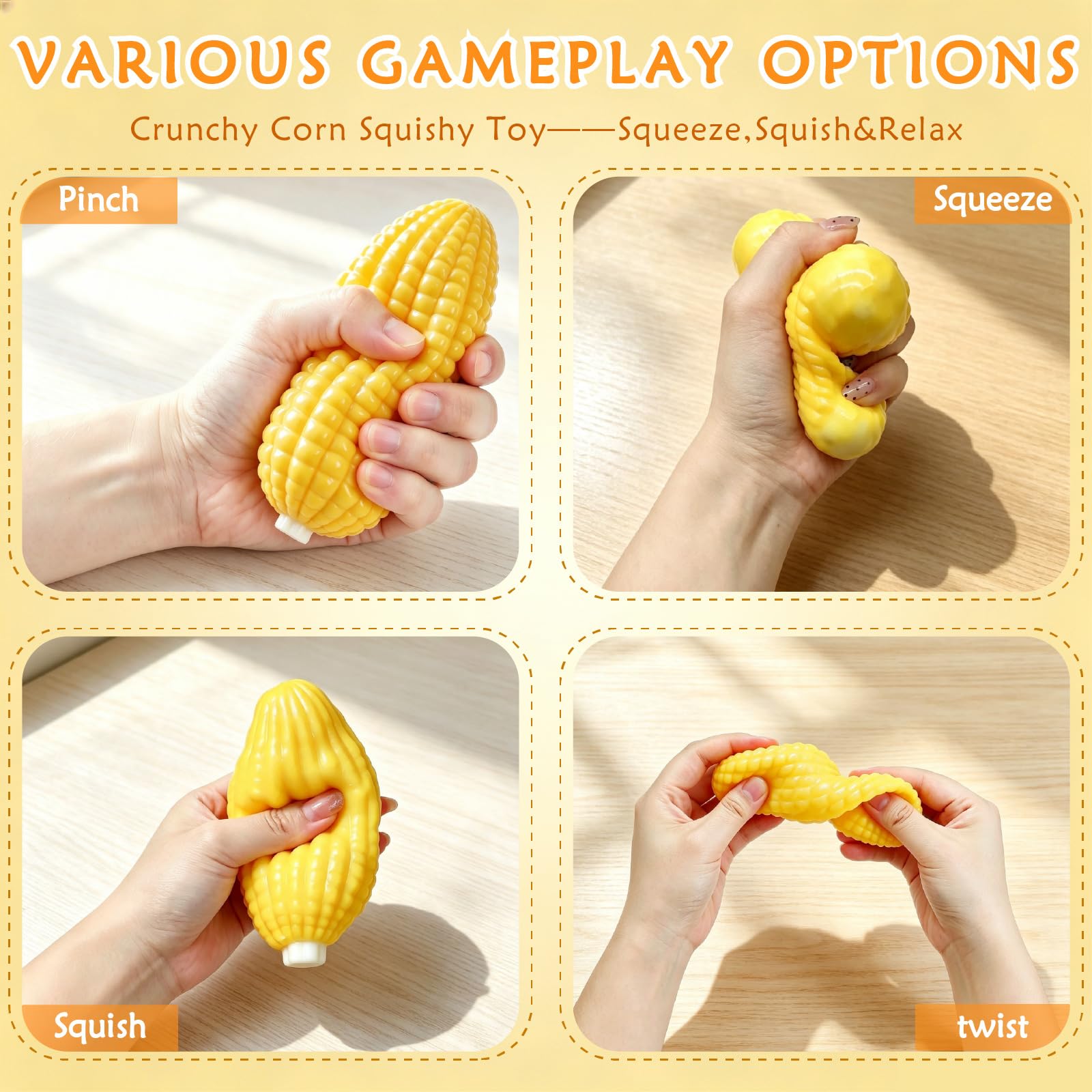 Crunchy Orange Peanuts, Corn, Potatoes Toys, Asmr Crunchy  Stress Ball Realistic Orange Sensory Toy With ASMR Crunch Sound,Soft Slow Rising Fruit Fidget Toys For Desk,Travel,Gifts For All Ages photo 8