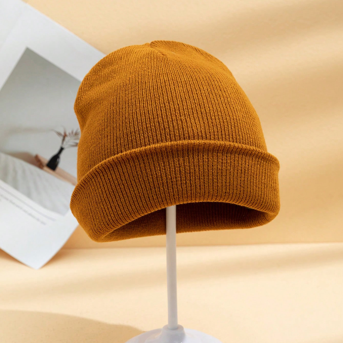 Korean-style Solid-color Wool Knitted Hat, Suitable For Outdoor Leisure, Warmth Preservation, Softness, Skin-friendly, Elastic, And Hooded. Perfect For Outdoor Outings photo 1