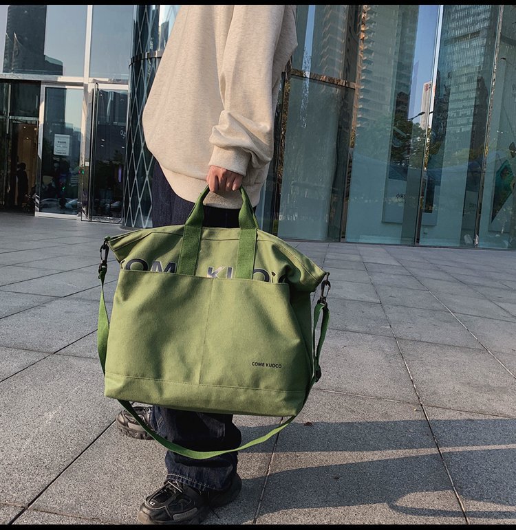 Retro Canvas Bag Luggage Travel Bag Oversized Capacity Canvas Storage Bag Portable Business Handbag - Green photo 5