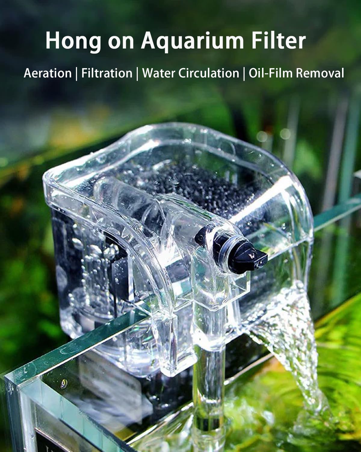Small Fish Tank Filter, Hang On Filter For 1-5 Gal Nano Aquarium, Ultra Quiet Power Filter With Aeration & Oil Skimmer, Adjustable Flow For Betta Shrimp Tank photo 2