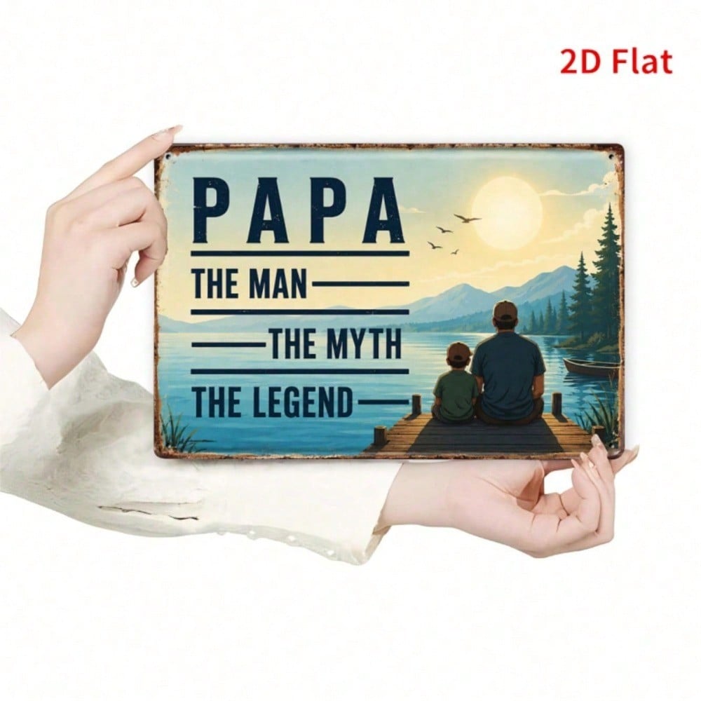 Papa The Man The Myth The Legend Sign, Lake View Bronze 2D Father's Day Gift photo 1