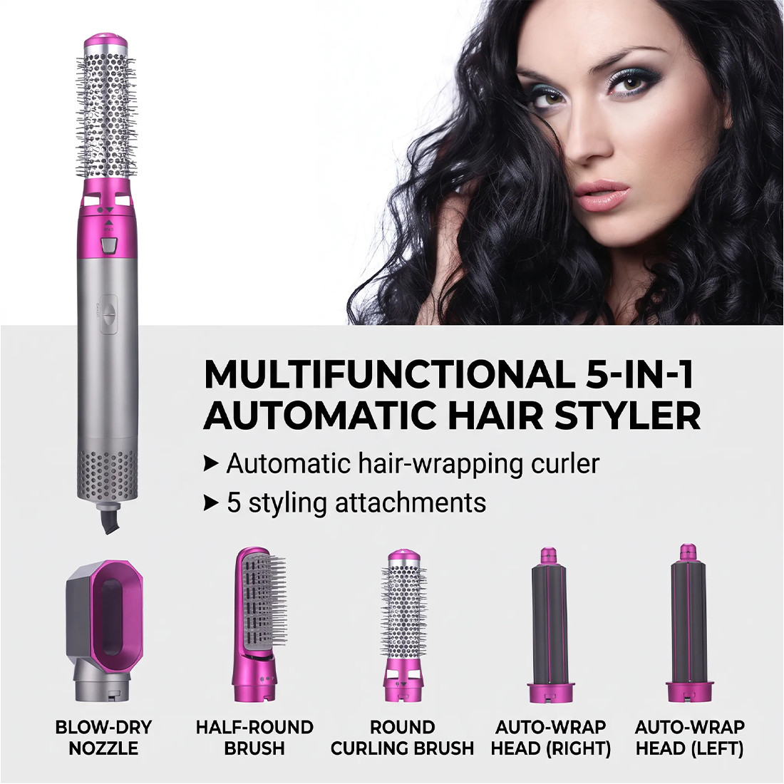 5 In 1 Professional Hair Curler Dryer Styler Curler Straightener Hot Air Brush photo 6