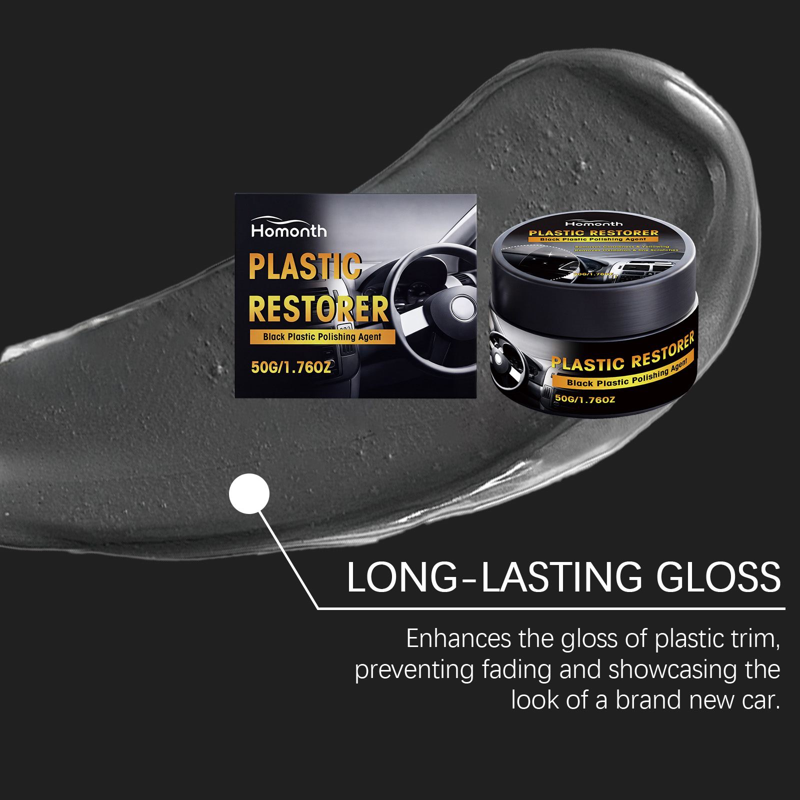Plastic Cleaning Cream, Gentle Interior Trim Decontamination Dust Removal Care Balm photo 3