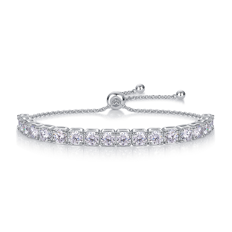 S925 Silver Adjustable Tennis Bracelet, 3-5mm D VVS1 Moissanite, 19cm, GRA Certified photo 1
