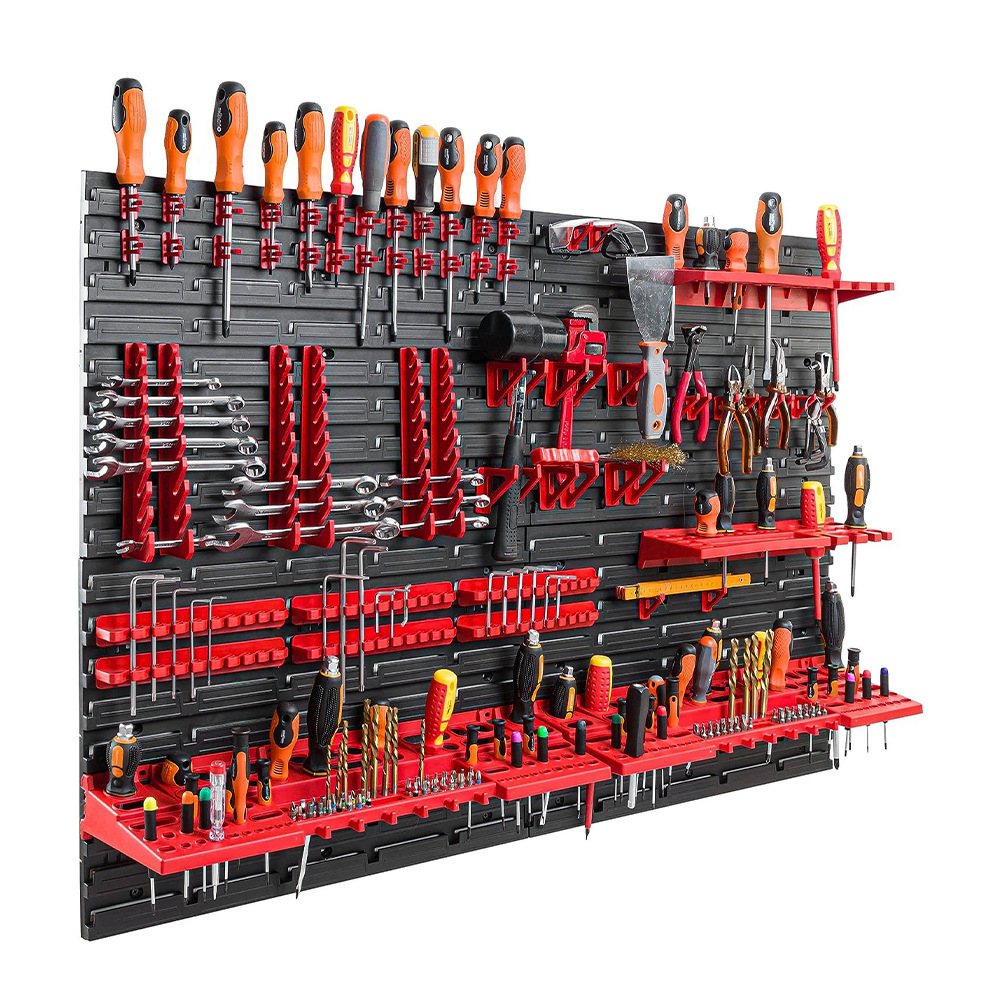 WALL MOUNTED TOOL PEG BOARD SET GARAGE STORAGE BINS WORKSHOP RACK SHED ORGANISER photo 1