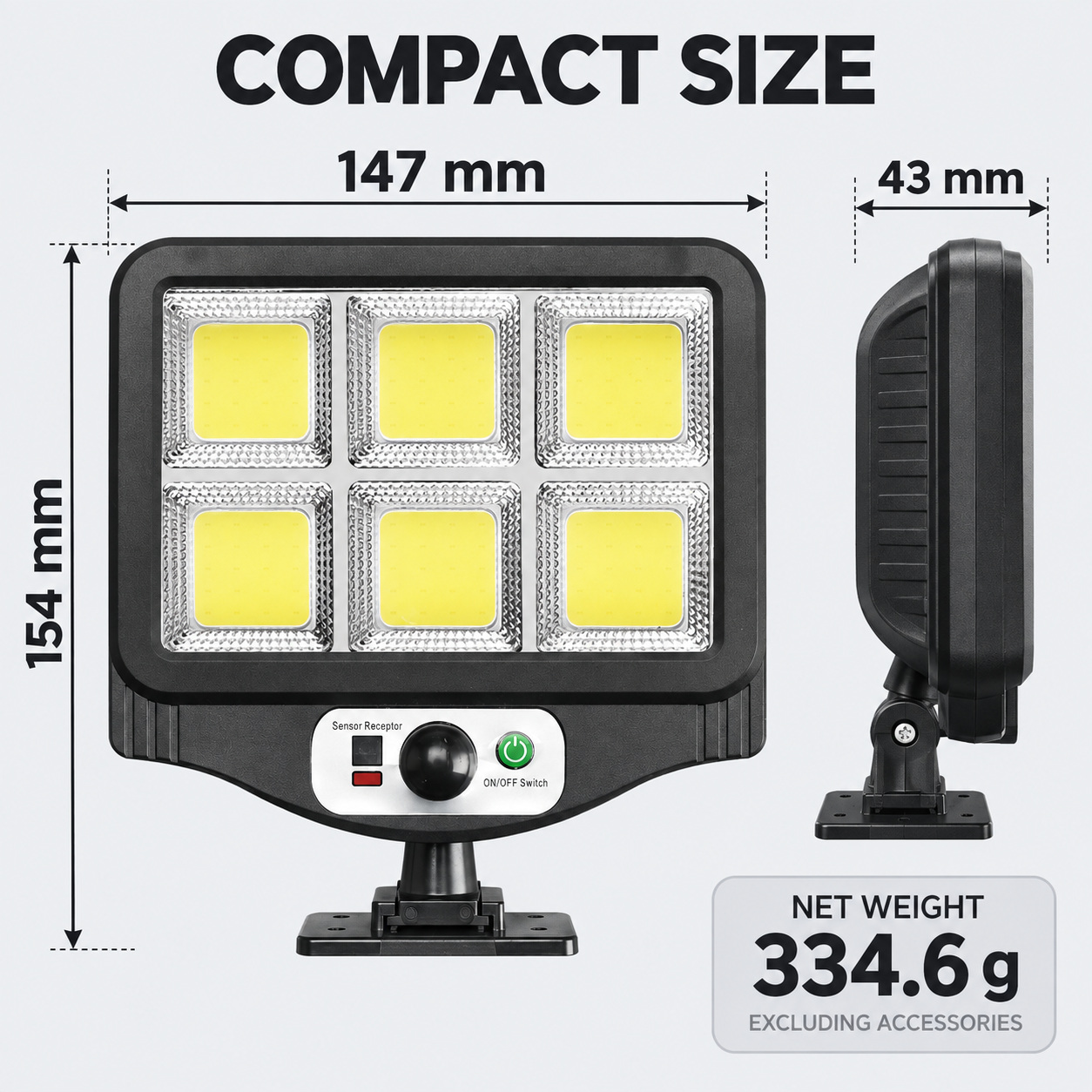 Solar Powered Rechargeable Motion Sensor COB LED Work Light 1500mAh For Auto W781 6 Street photo 4